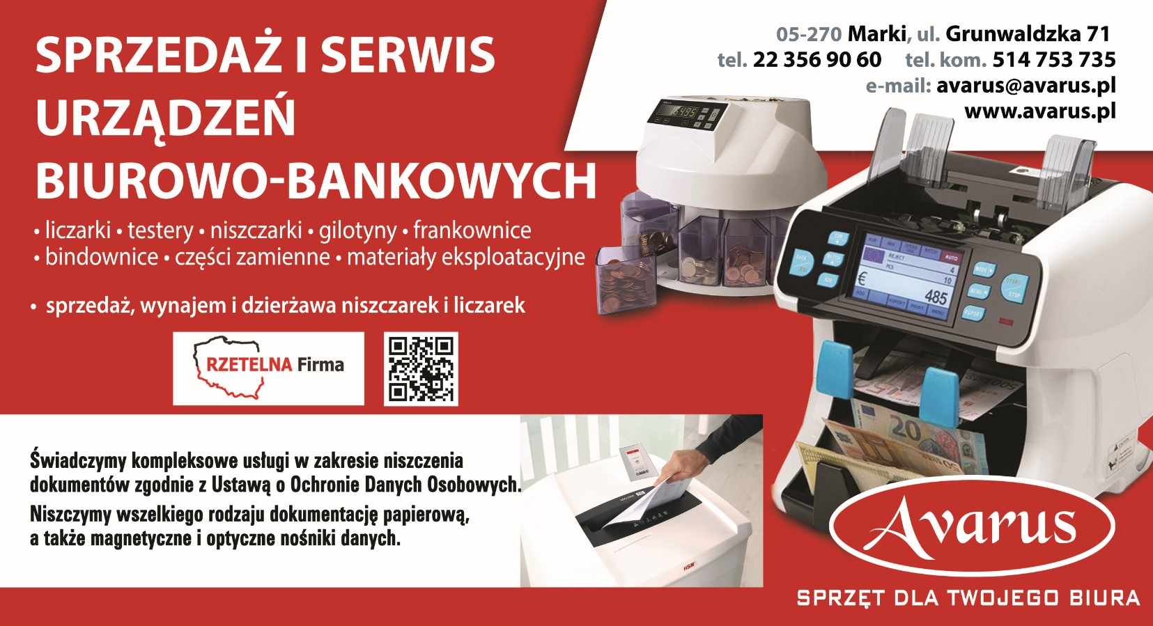 AVARUS Sprzęt dla Twojego biura - sprzedaż urządzeń biurowych MARKI serwis urządzeń biurowych MARKI